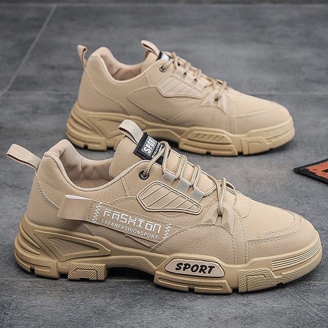 スニーカー ウォーキングシューズ メンズ メンズシューズ 厚底 防滑ソール 撥水 運動靴 春秋 快適 身長アップ カーキ 25.5cm拍卖