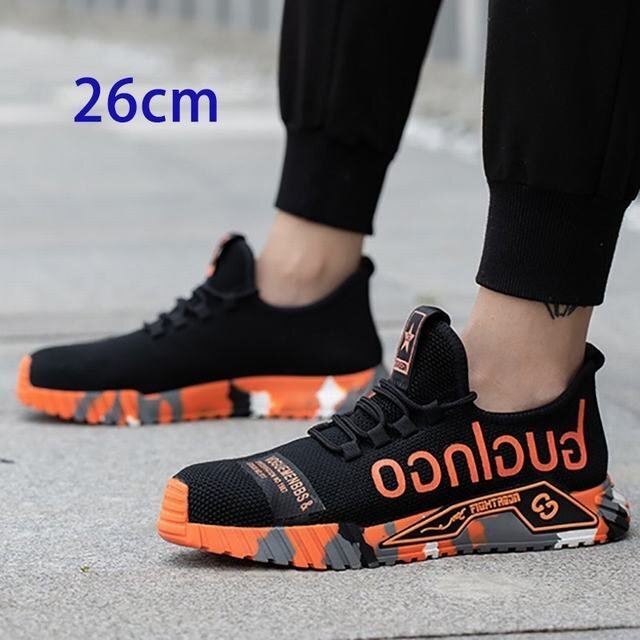 ワークブーツ 安全靴 ハイカット 作業靴 メンズ 防寒 ワークシューズ スニーカー 耐摩耗 防刺 防水 通気 滑り止め軽量 オレンジ26cm拍卖