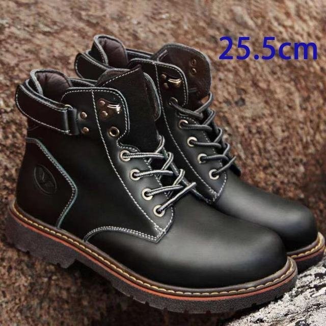 ワークブーツ メンズ ショートブーツ ミリタリーブーツ ワークシューズ アウトドア マウンテンブーツ ベルト 春夏秋冬 黒 25.5cm拍卖