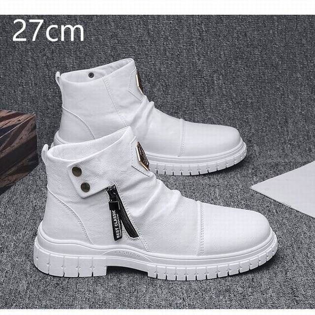 ショートブーツ メンズ メンズブーツ エンジニアブーツメンズシューズ ミドル丈 カジュアル レトロ ホワイト27cm拍卖