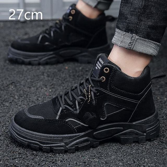 メンズブーツ ワークブーツ 靴 メンズ アウトドア シューズ ハイカット ショートブーツ 歩きやすい 四季兼用 春秋 ブラック27cm拍卖