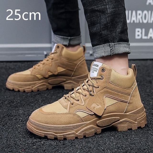 メンズブーツ ワークブーツ 靴 メンズ アウトドア シューズ ハイカット ショートブーツ 歩きやすい 四季兼用 春秋 カーキ25cm拍卖