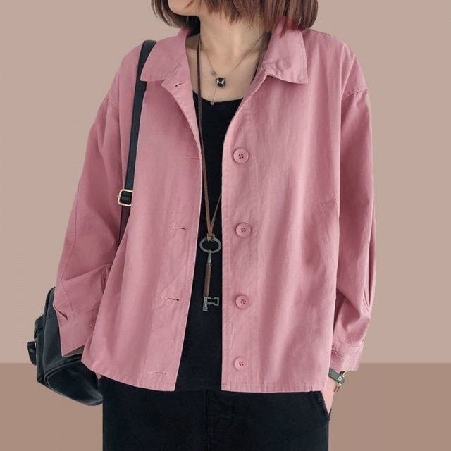 トレンチコート 春コーデ ジャケット アウター コート 羽織りもの ライトジャケット 羽織り 長袖 無地 ピンク M拍卖