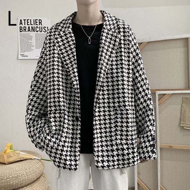 カジュアルスーツ テーラードジャケットX メンズ カジュアルジャケット 秋冬ジャケット 千鳥柄 メンズアウター L拍卖