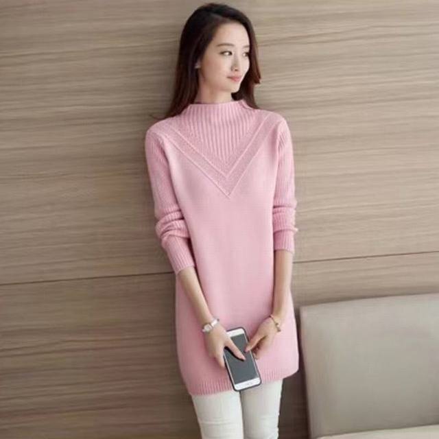 セーター レディース ニットセーター 秋服 暖かめ クルーネック シンプル ゆったり 体型カバー 長袖 秋冬ニット ピンク拍卖