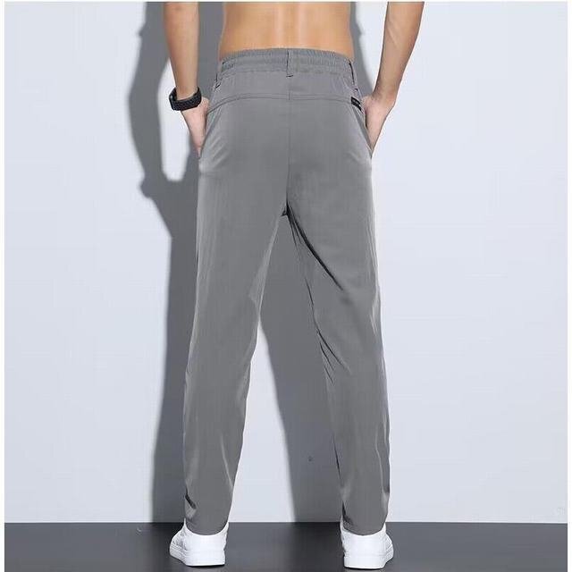 夏 薄手 アイスシルク メンズ ストレッチパンツ メンズ アイスシルク レギンスアイスシルク ダークグレー XL拍卖