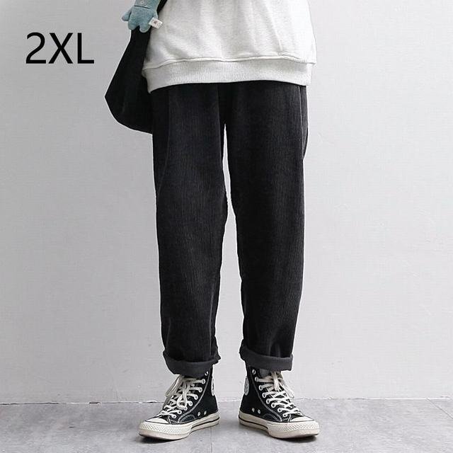 メンズ コーデュロイ ストレート ワイドパンツ アウトドア 春夏 秋冬 長ズボン カジュアル 20代 30代 40代 ブラック 2XL拍卖