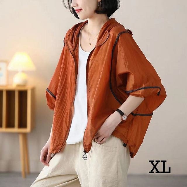 uvカット パーカー uv パーカー 涼しい 接触冷感 撥水加工 シアーマウンテンパーカー ラッシュガード レディース オレンジxl拍卖