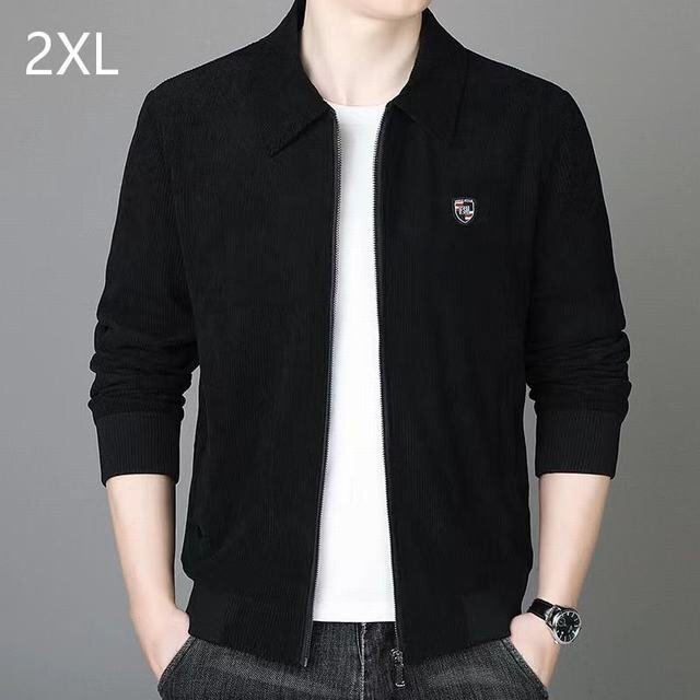 コーデュロイジャケット メンズ アウター カバー ジャケット ゆったり 秋冬コーデ 30代 40代 50代 ブラック 2XL拍卖