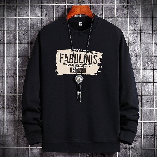 メンズトレーナー メンズ ボアジャケット メンズファッション 長袖 パーカー 胸プリント 丸首 ルームウェア 便利 スリム ブラック4XL拍卖