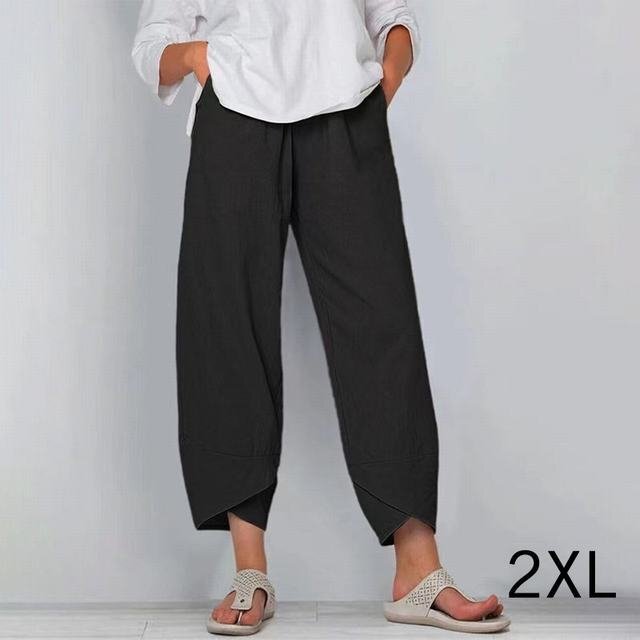 ガウチョパンツ レディース 綿麻パンツ リネン風 九分丈 パンツ ボトムス 体型カバー カジュアルパンツ 綿混パンツ 2XL拍卖