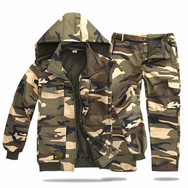 裏起毛 上下セット メンズ 防寒着 フード脱着 ジャンパー あったか 暖かい 作業服 パーカー フード付き 秋冬 冬物 カーキ迷彩 3XL拍卖