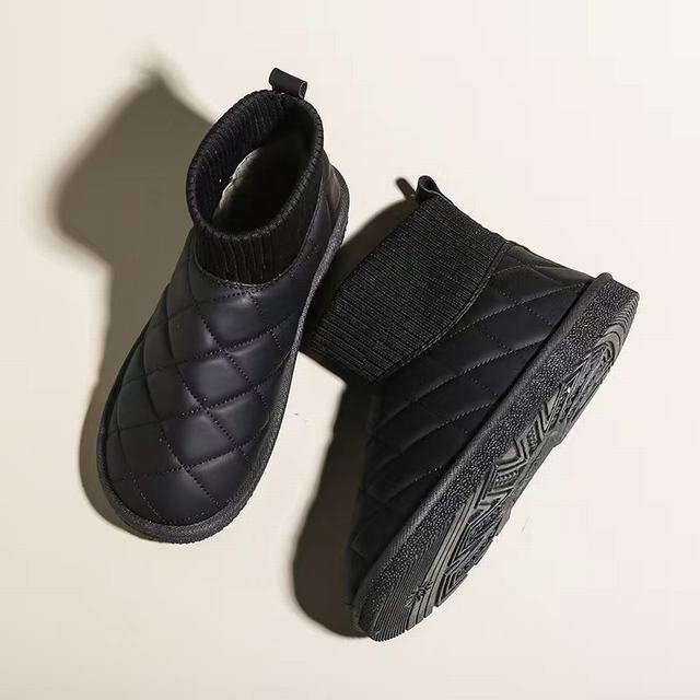 スノーブーツ スノーシューズ レディース ボアシューズ ムートンブーツ ショートブーツ 保温 防寒靴 アウトドア靴 短靴 ブラック 24.5cm拍卖