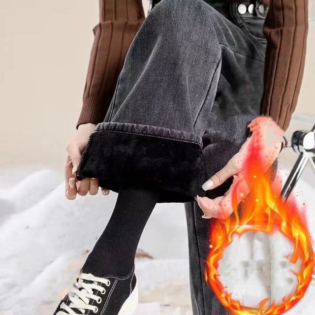 デニムパンツ レディース 裏起毛 ジーンズ ゆったり 厚手 ジーパン 防寒 暖かい ワイドパンツ デニム オシャレ 冬 ブラック M拍卖