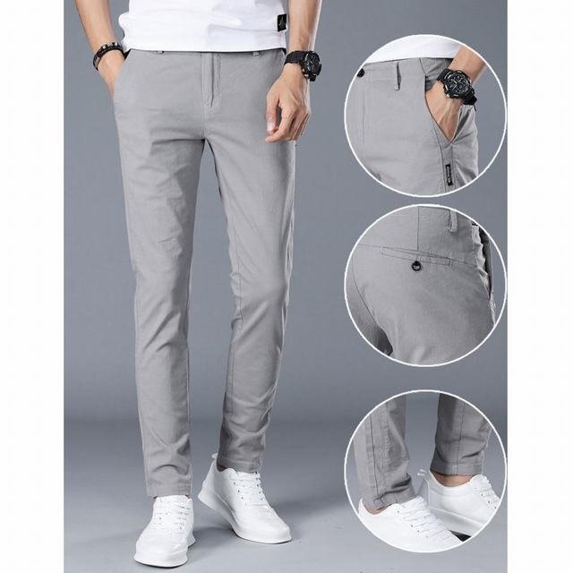 春夏 薄手 トレンド メンズチノパンツ アイスシルク レギンスアイスシルク カジュアルパンツ 紳士 ライトグレー サイズ 30拍卖