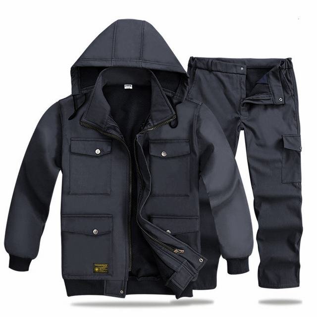 裏起毛 上下セット メンズ 防寒着 フード脱着 ジャンパー あったか 暖かい 作業服 パーカー フード付き 秋冬 冬物 ネイビー L拍卖