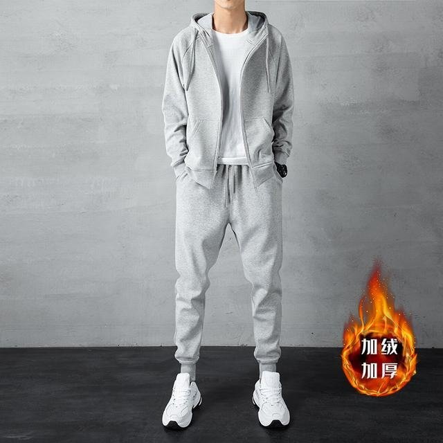 上下セット メンズ 裏起毛 暖かい スウェット 長袖 パーカー トレーナー ジッ セットアップ ジャージ スリム 無地 グレー 4XL拍卖