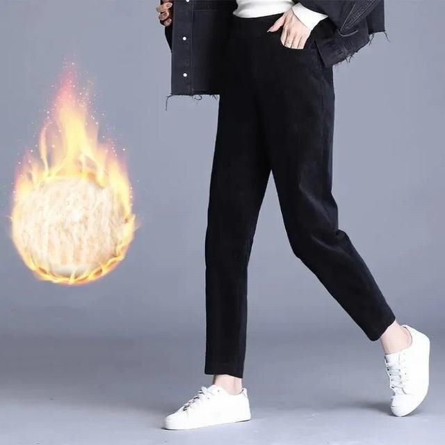 サルエルパンツ チノパン レディース 裏起毛 パンツ ボトムス ワイドパン コーデュロイ ジョガーパンツ 暖かい ブラック M拍卖