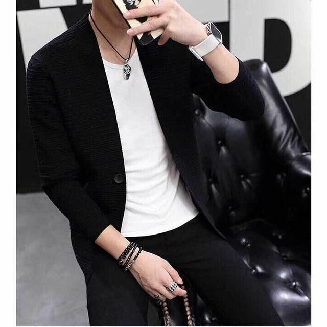 春 秋コーデ Vネック 大人 カーディガン メンズ アウター ジャケット ノーカラー 長袖 前開き 薄手 B L拍卖