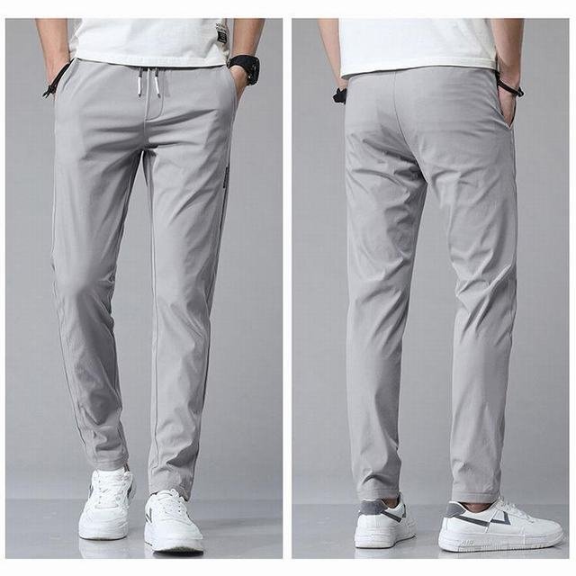 夏 薄手 トレンド メンズチノパンツ アイスシルク レギンスアイスシルク カジュアルパンツ メンズ ライトグレー 2XL拍卖