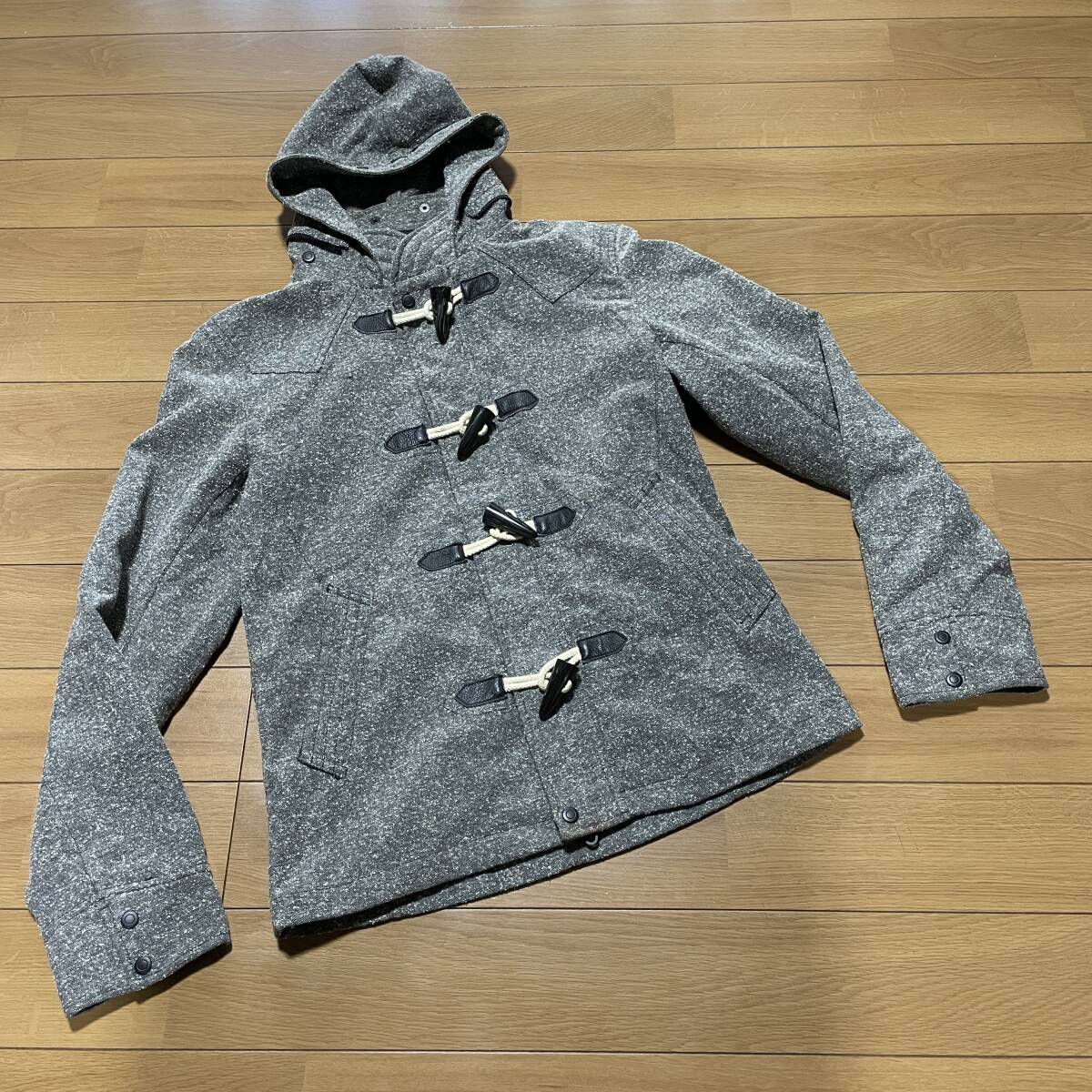 C-8 ニコルクラブ FOR MEN(ニコル) サイズ 48! ZIP ダッフルショートコート(革部分:牛革)拍卖