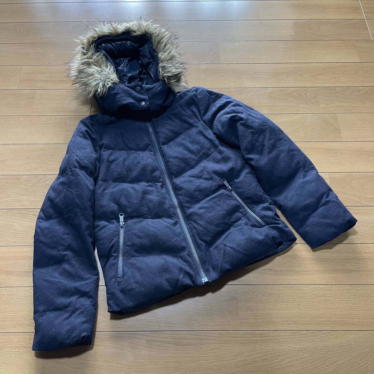 H-14 ●GAP(ギャップジャパン) サイズXS/紺!ZIP ウール地 プリマロフト中綿JKT●拍卖