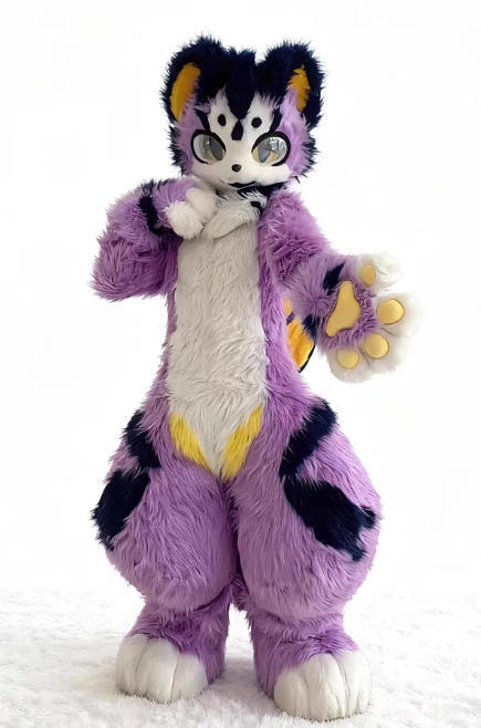 ★着ぐるみ ケモノ体 フルスーツ セット NO.57 パープル 虎 全頭ヘッド ファースーツ ぬいぐるみ コスプレ コスチューム 一点物拍卖