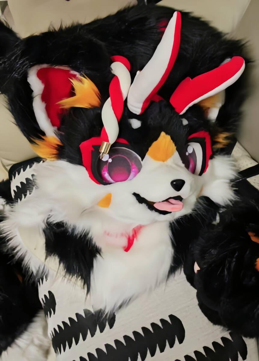 ★ファースーツ 着ぐるみセット NO.283 ドラゴン ブラック ケモノ ファースーツ 全頭ヘッド ぬいぐるみ コスプレ コスチューム 一点物拍卖