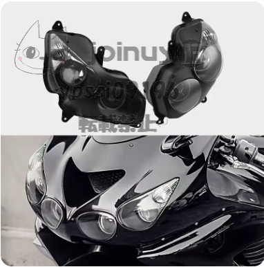 カワサキ 忍者 ヘッドライト アセンブリ Lens:クリア ブラック 反射クローム KAWASAKI Ninja ZX14R ZZR1400 2006-2011拍卖