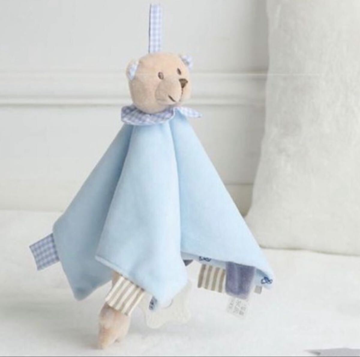 Manon Des Pres 寝かしつけ スタイ よだれかけ 歯固め クマちゃん ブルー 水色 タオルハンカチ拍卖