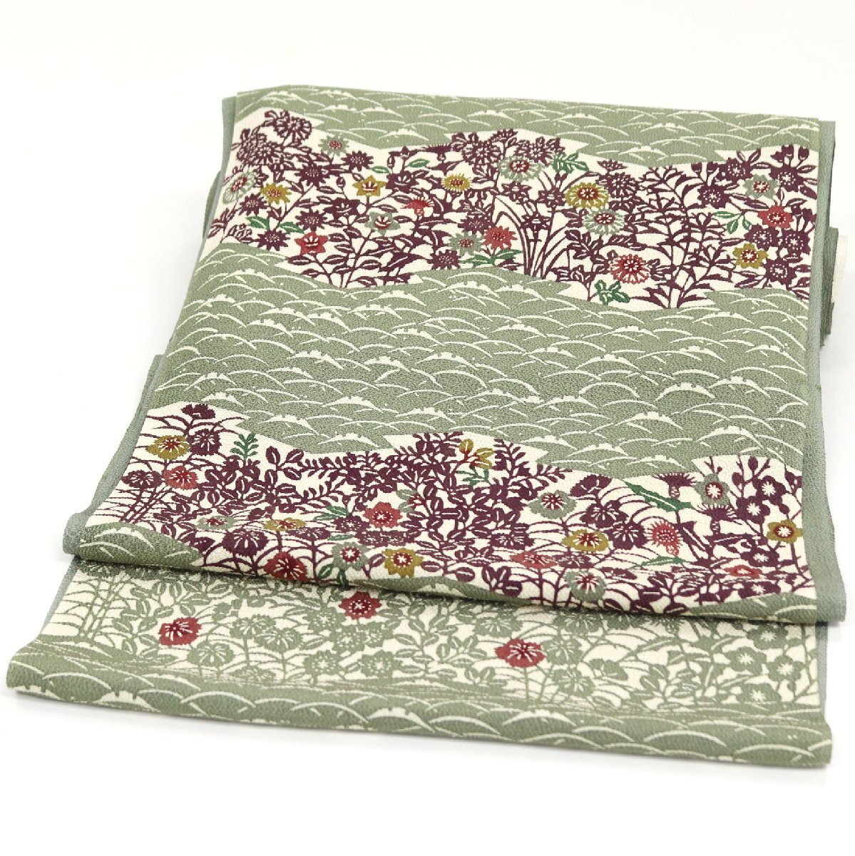 和遊館 ONK2831 栗山吉三郎 大塚 浜ちりめん 紅型 九寸 名古屋帯拍卖