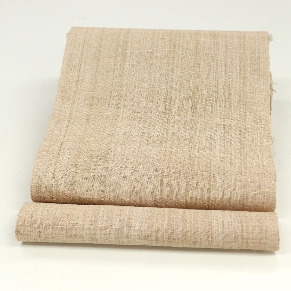 和遊館 ONK2944 逸品 貴久樹 手紡ぎ 手織り 野蚕糸 八寸 名古屋帯 カティヤ 肌色系拍卖