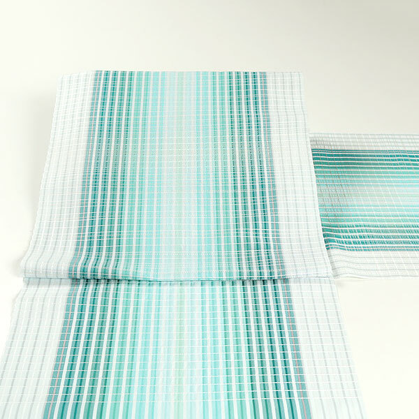 和遊館 即決ona4380 本場筑前博多織 にしむら 西村織物 千楽 紋九寸 青緑色 名古屋帯 絹之道 海の道 オールシーズン お仕立て付き 逸品拍卖