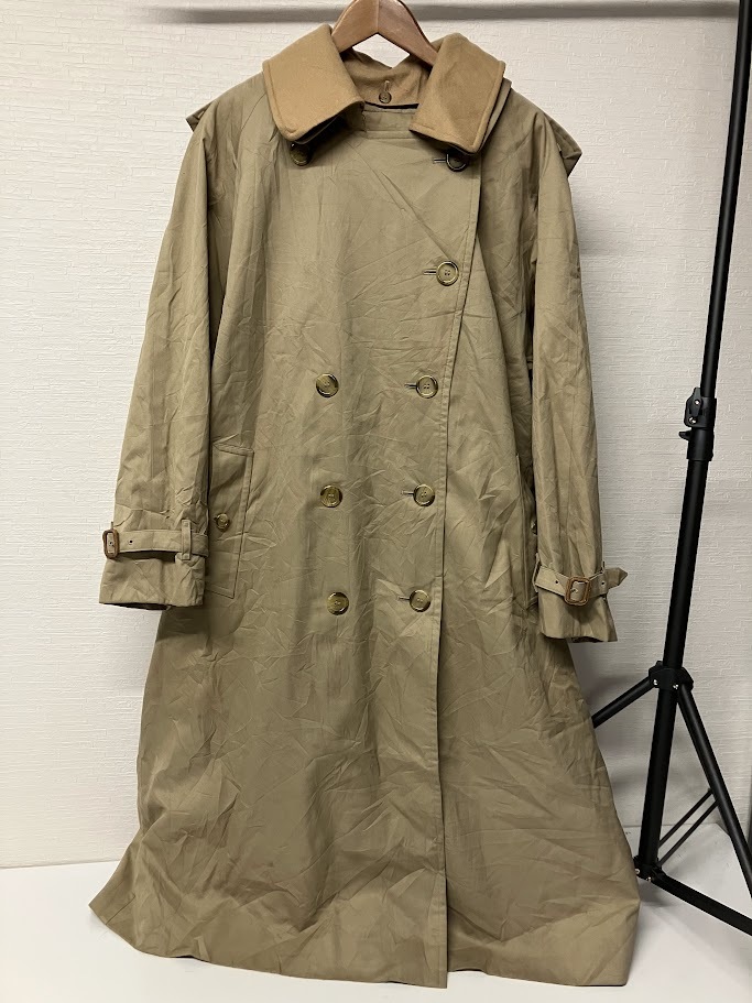 Burberrys’ バーバリー 80s-90s フランス製 ダブル ウール トレンチコート ロング 旧ロゴ 40 レギュラー L〜XL相当 ストームカラー拍卖