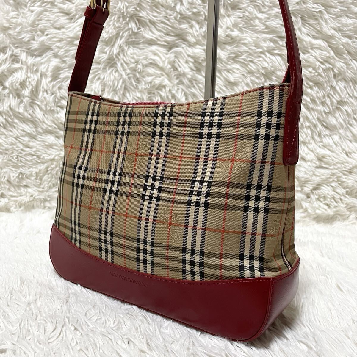 【美品】Burberry バーバリー ショルダーバッグ バック ワンショルダー トート ノバチェック キャンバス レザー シャドーホース 肩掛け拍卖