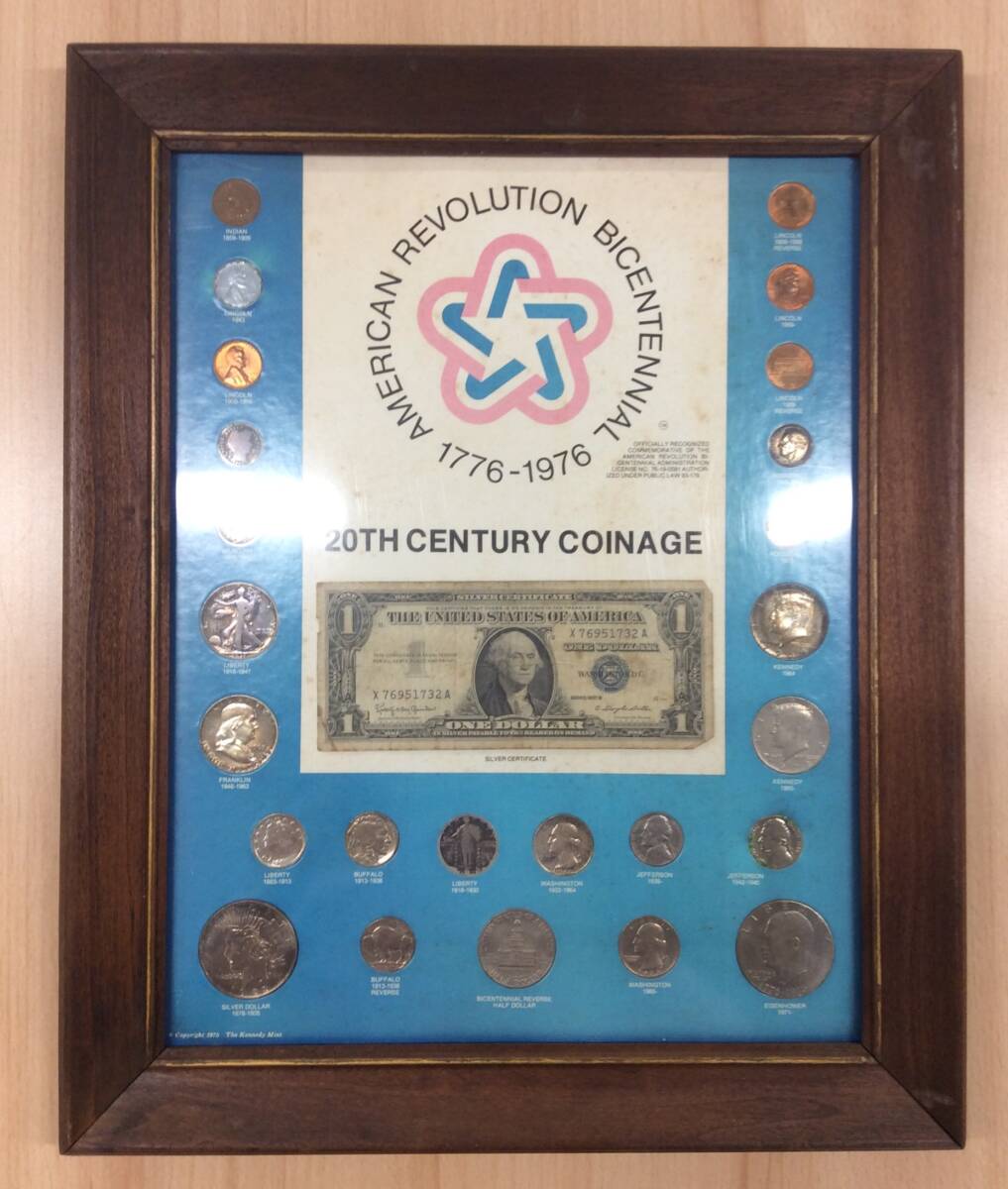 イ82◎ アメリカ 20TH CENTURY COINAGE 1776-1976 額装コイン 貨幣セット コインセット 紙幣 SILVER DOLLAR 現状品拍卖