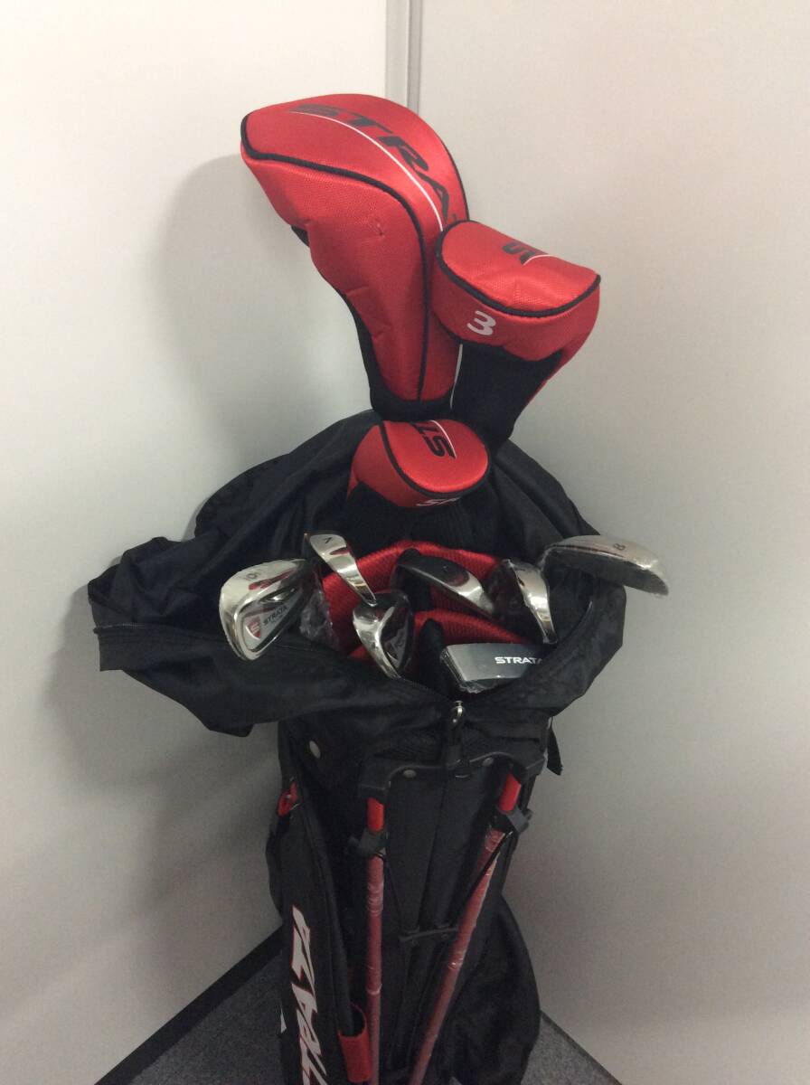 オ48◎【10本セット】※都内手渡し可 STRATA PLUS ストラータプラス ゴルフクラブセット ゴルフバッグ ヘッドカバー 付き 現状品拍卖