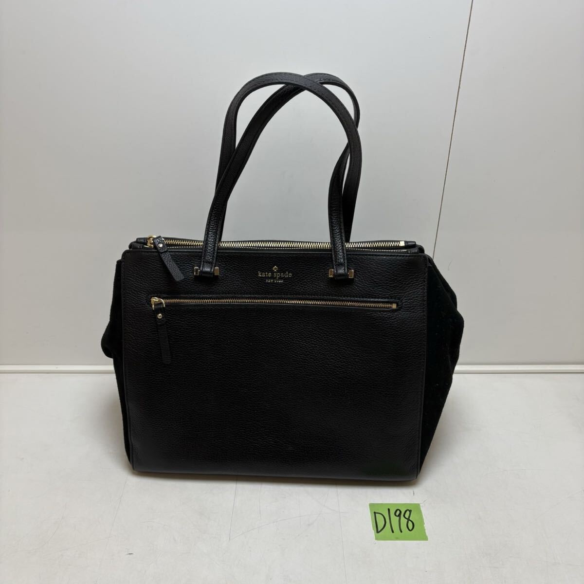 ★D198 kate spade ケイトスペード トートバッグ ブラック ケイトスペードニューヨーク ハンドバッグ レザー ★拍卖