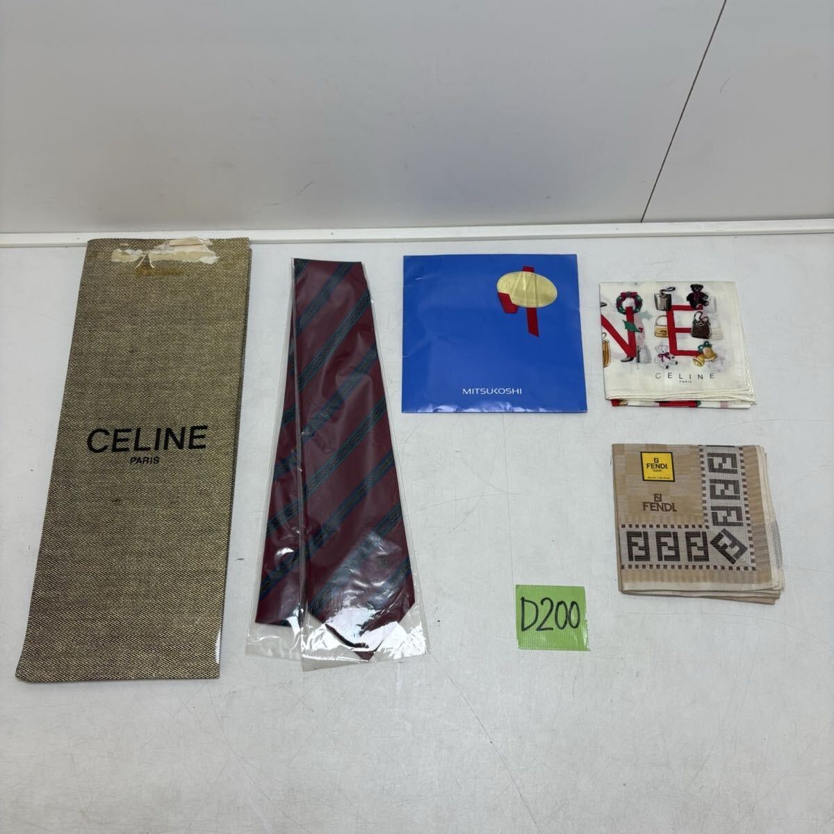 ★D200 CELINE セリーヌ ネクタイ ハンカチ FENDI ハンカチ ブランド セット 柄 ★拍卖