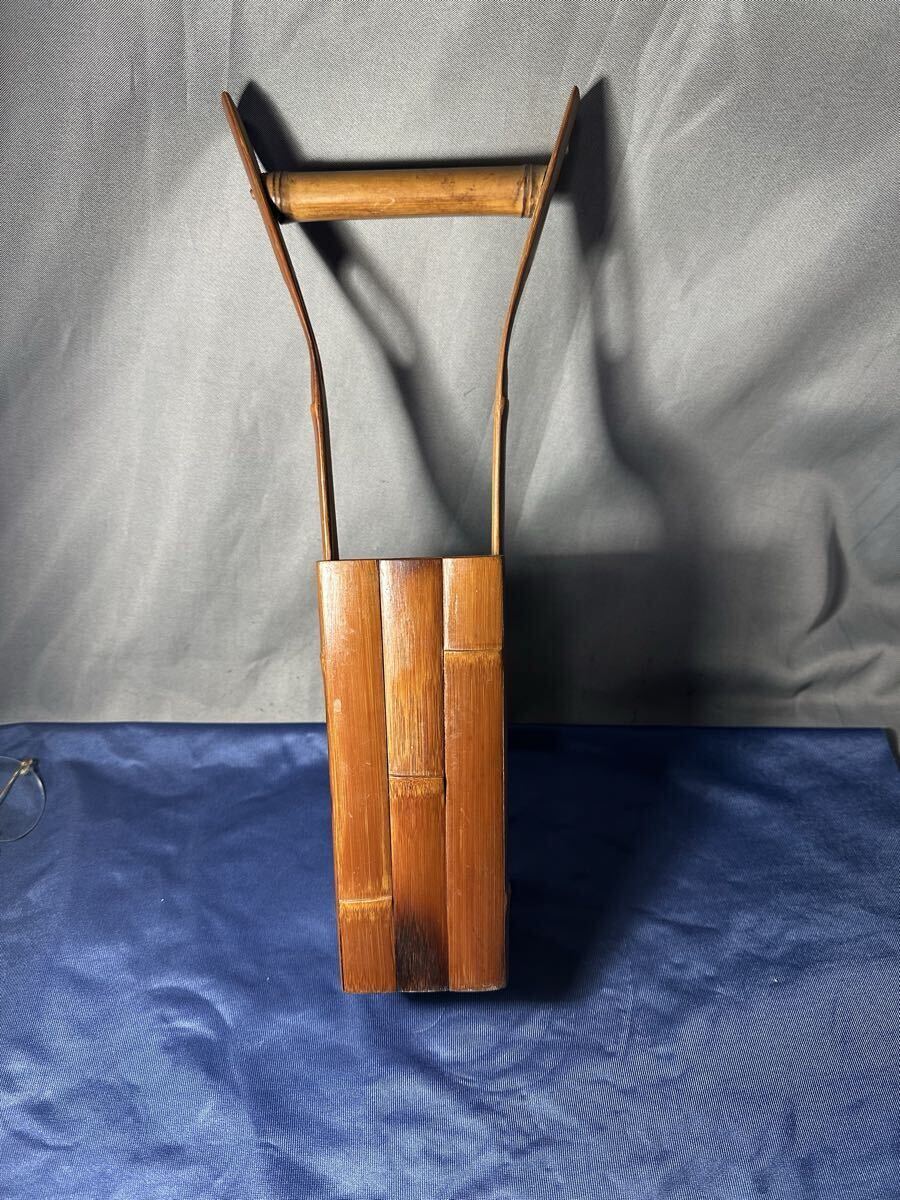 竹製の花入れ 花瓶 昭和レトロ インテリア 和風 時代物s.62.12.07銘あり拍卖