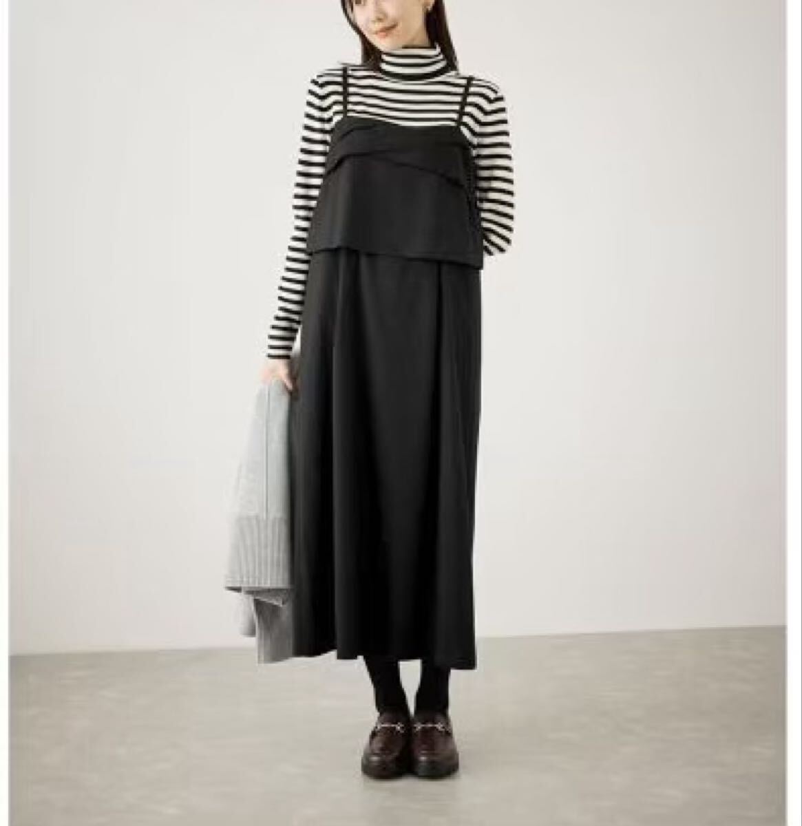 送料無料 ロペピクニック ROP PICNIC セットアップ見え ワンピース ペプラム調拍卖