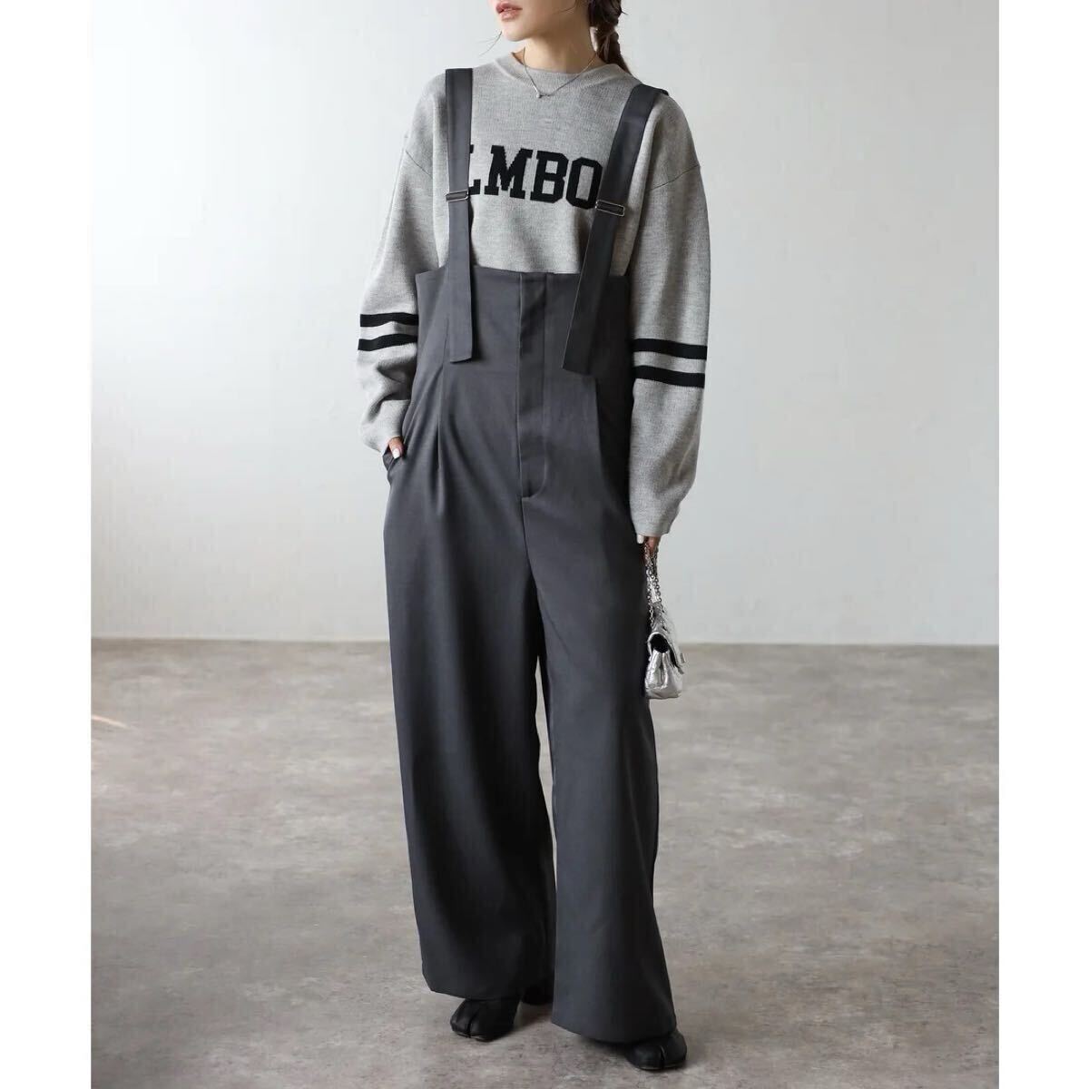 送料無料 Bonjour Sagan ボンジュールサガン ハイウエスト ワイド サロペット拍卖