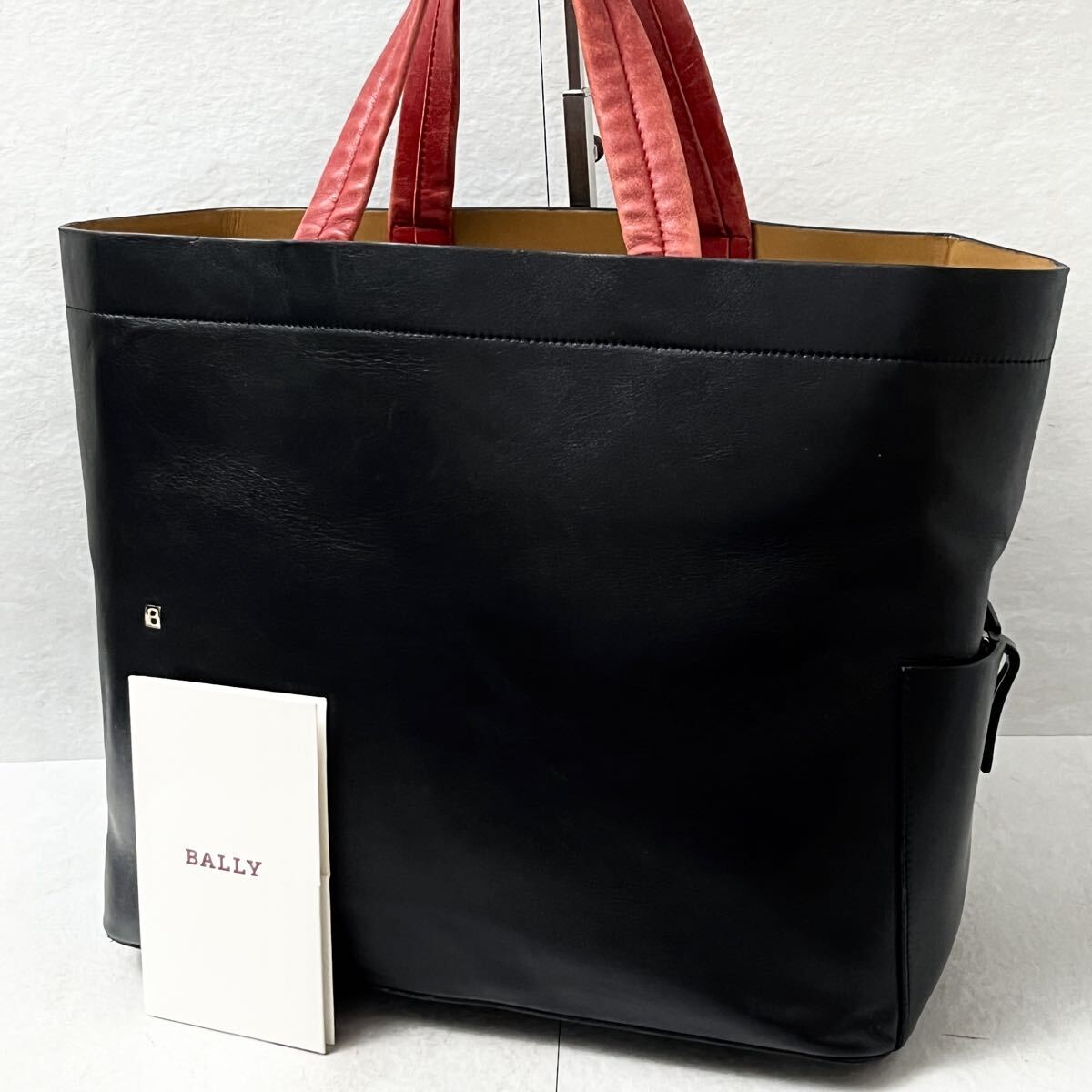 美品/A4収納 ●BALLY バリー メンズ ビジネス トートバッグ ●Bロゴ 大人カジュアル レザー 本革 ブラック拍卖