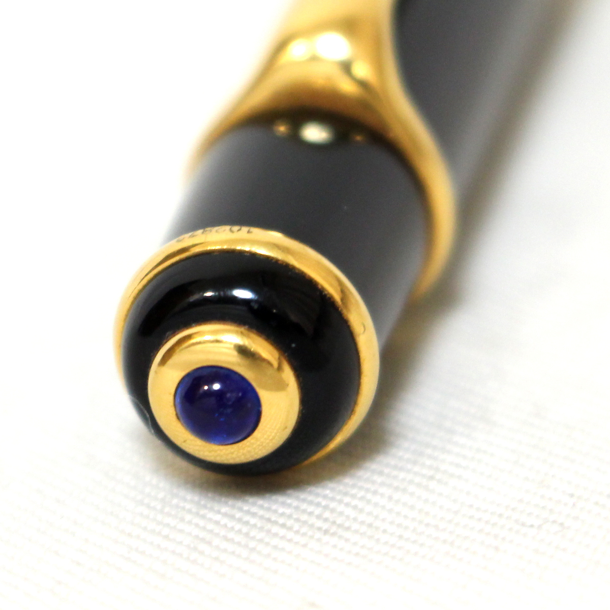 美品 Cartier カルティエ ディアボロ ドゥ カルティエ ツイスト式 ボールペン ブラック ゴールド ブルーストーン 筆記確認済み拍卖