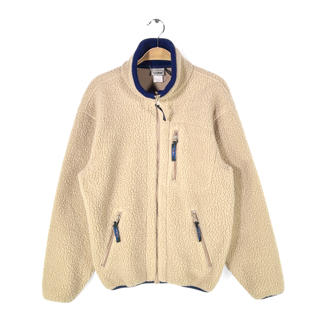 【送料無料】80s エルエルビーン ヴィンテージ フリースジャケット ベージュ L.L.BEAN サイズM相当 古着 DD0449拍卖