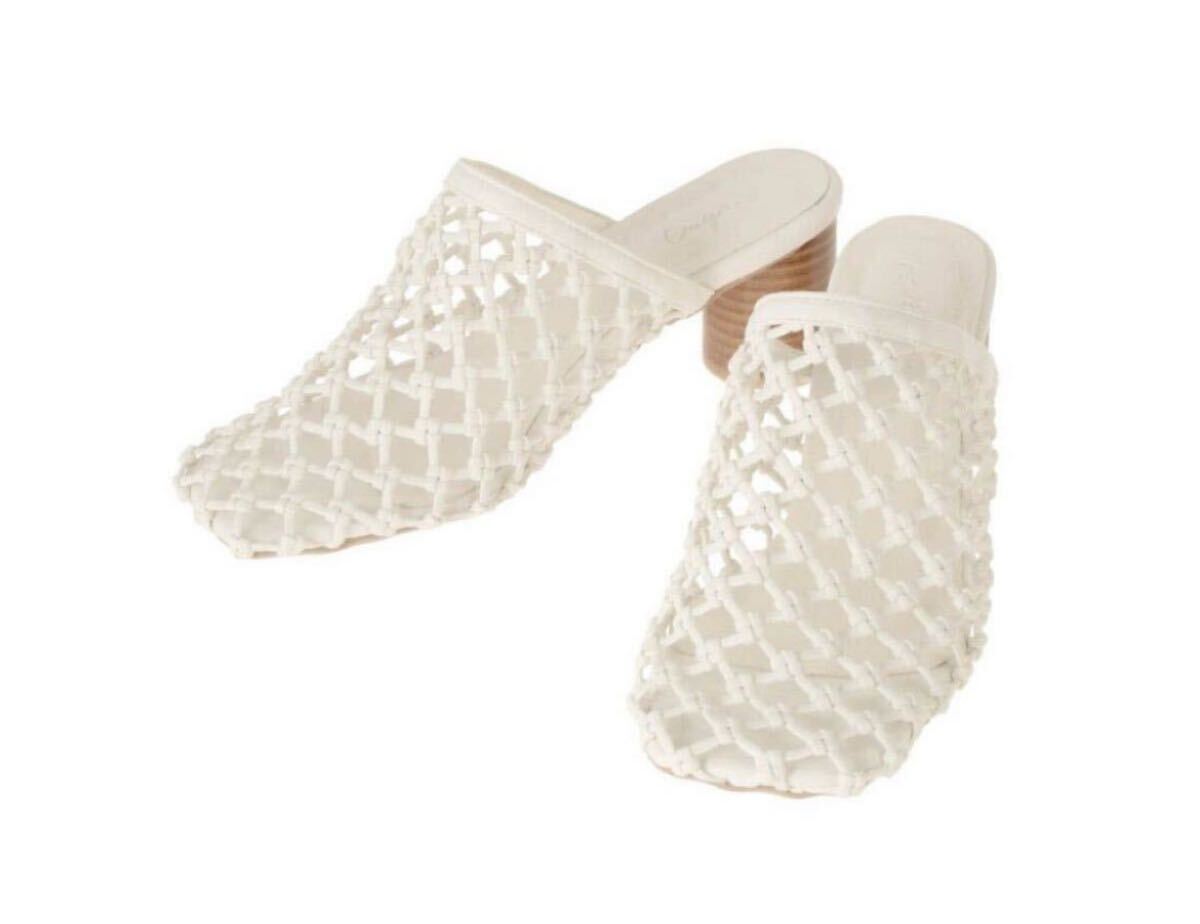 美品 ungrid メッシュ編みヒールサンダル アングリッド サボ 24.5cm拍卖