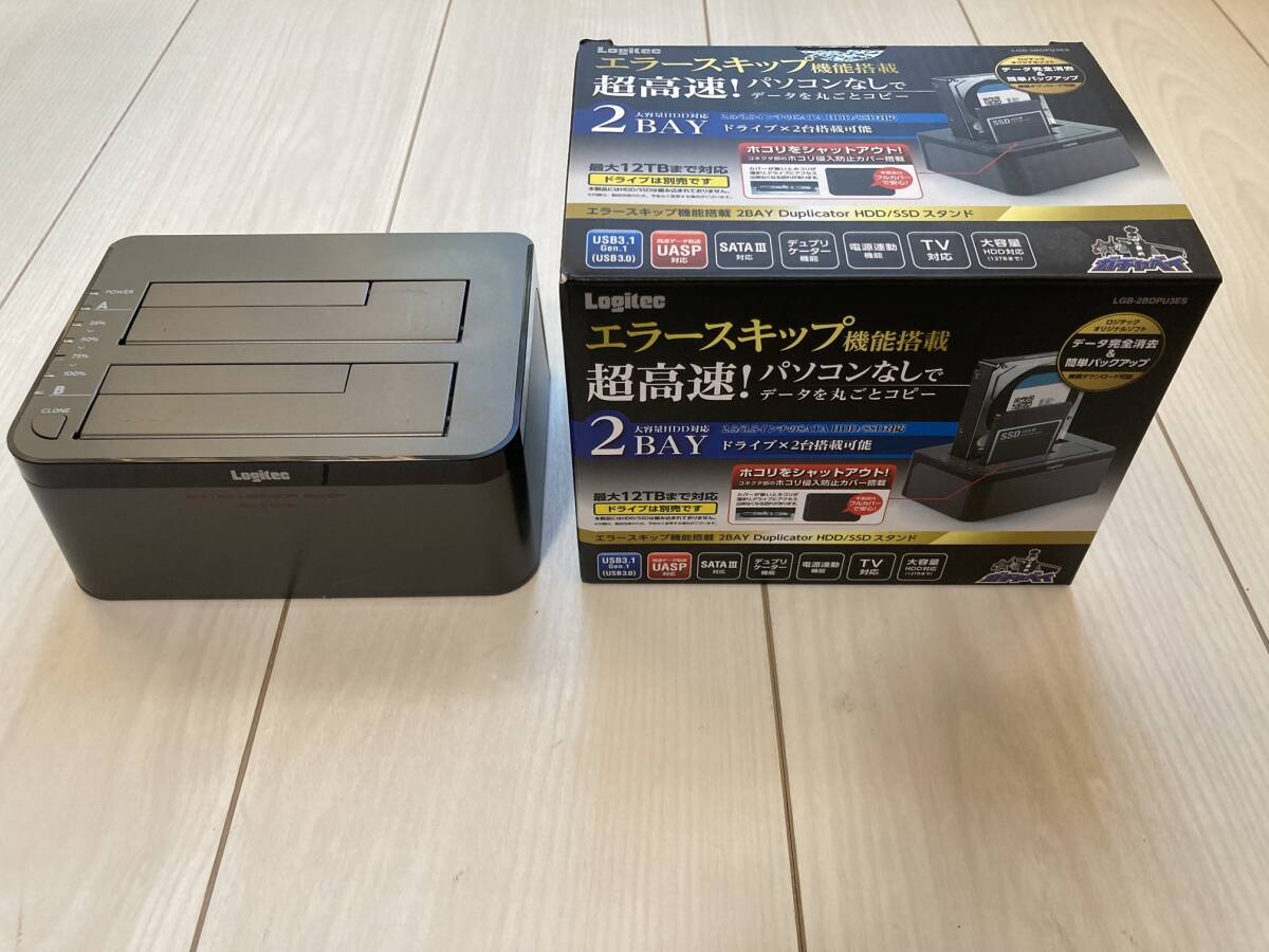 美品 ロジテック HDDスタンド 2ベイ デュプリケーター HDD SSD対応 USB3.0 LGB-2BDPU3ES win11使用可能拍卖