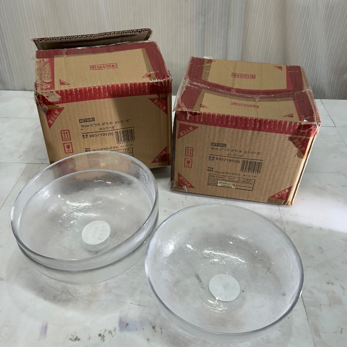 &OG& ニトリ 19cm ガラスボウル Aシリーズ 3枚入り×2箱 ソーダガラス 食器 調理用品 厨房器具 業務用 家庭用 【ランダム出品】 &H-251137拍卖