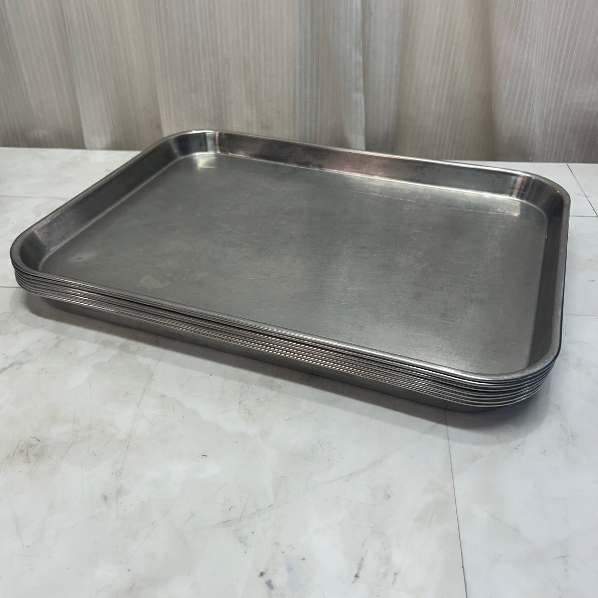 &OG& 大屋製作所 クローバー 肉バット 角バット 大 7枚セット 18-8ステンレス 420×305×25 浅型 トレー 厨房器具 業務用 &H-251159拍卖