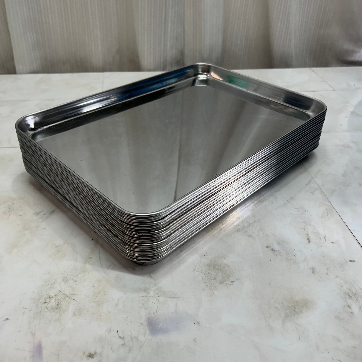 &OG& 大屋製作所 クローバー 浅型 ステンレス バット 17枚セット NO.14 347×247×H20㎜ トレー キッチン 厨房器具 業務用 &H-251173拍卖